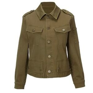 Cabi Women's Utility Jacket Olive Green Mutiple Pockets Size S